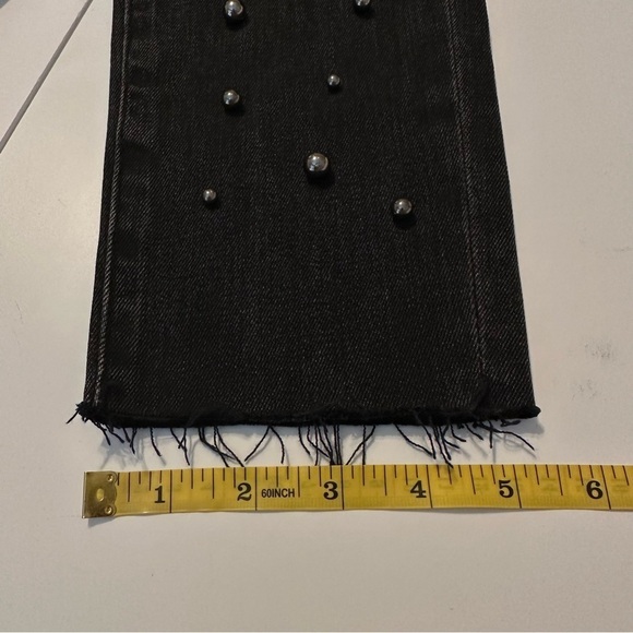 Driftwood Jackie Black Pearl Studded Raw Hem Jeans - Size 29 - Picture 13 of 14